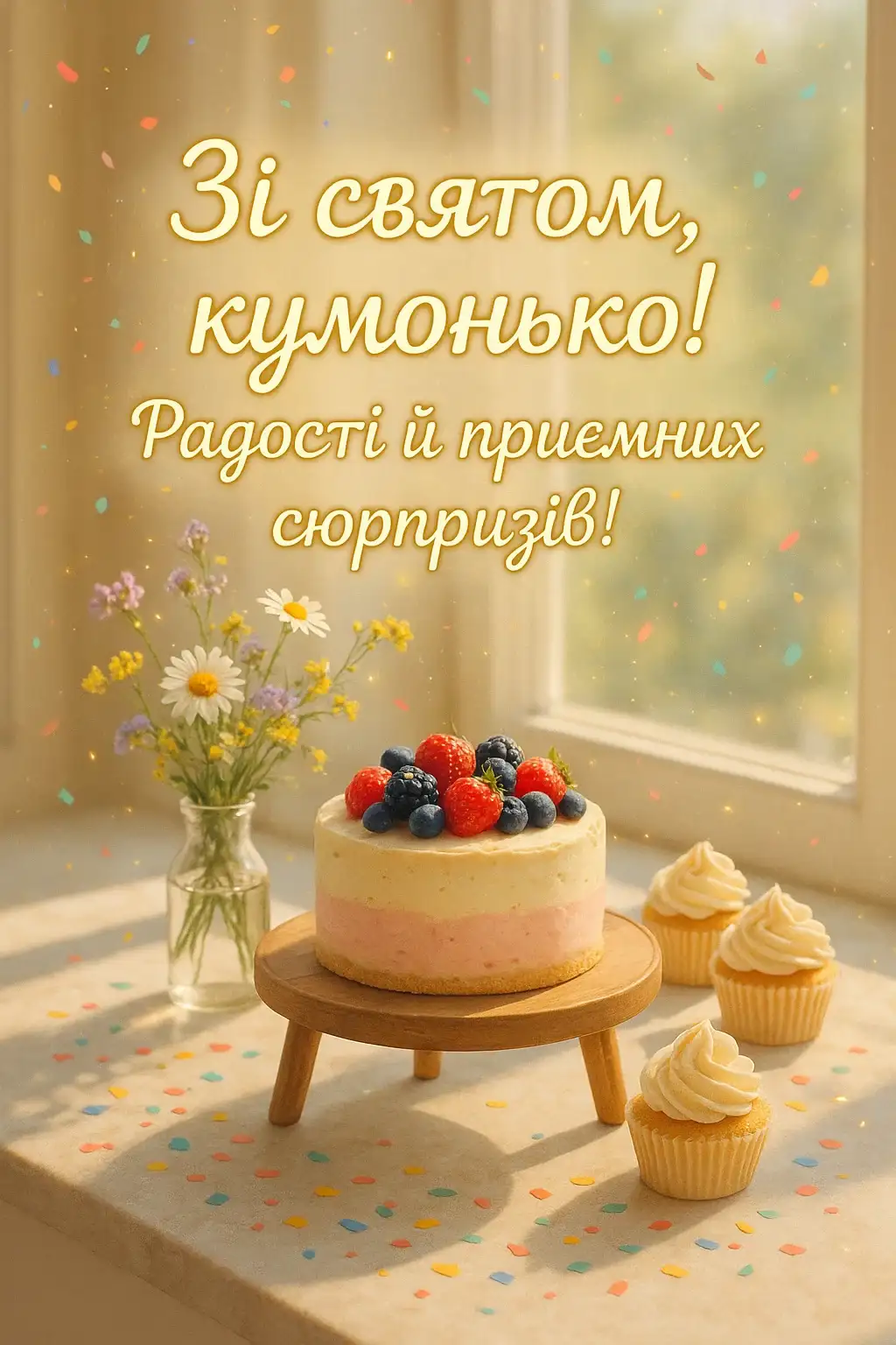 Привітання з днем народження куми