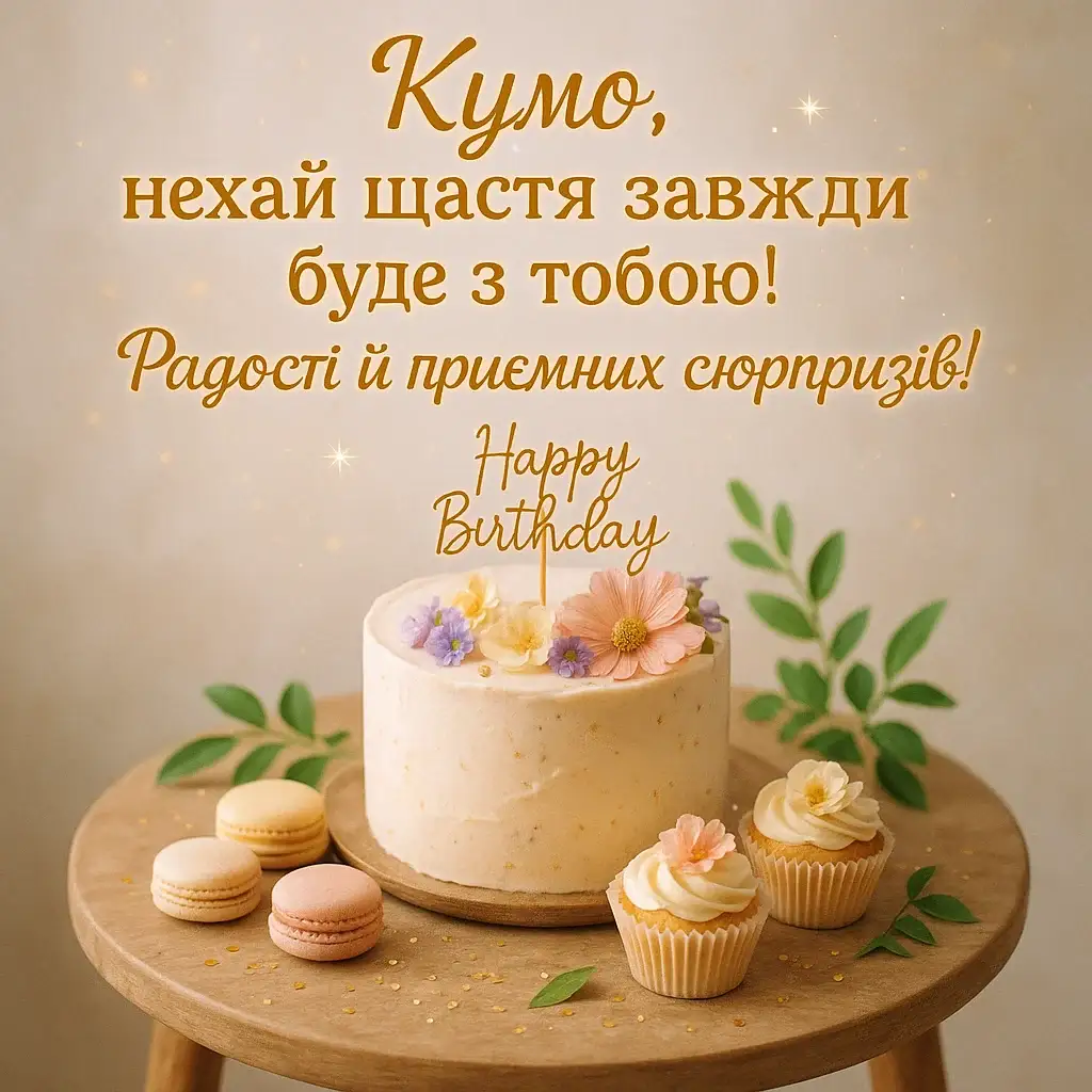 Привітання з днем народження куми