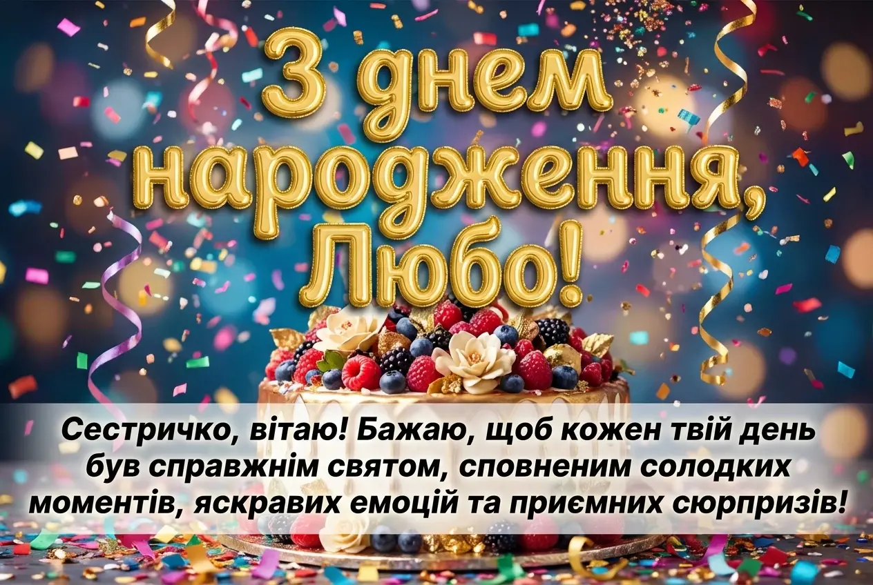 Для сестрички Люби з днем народження
