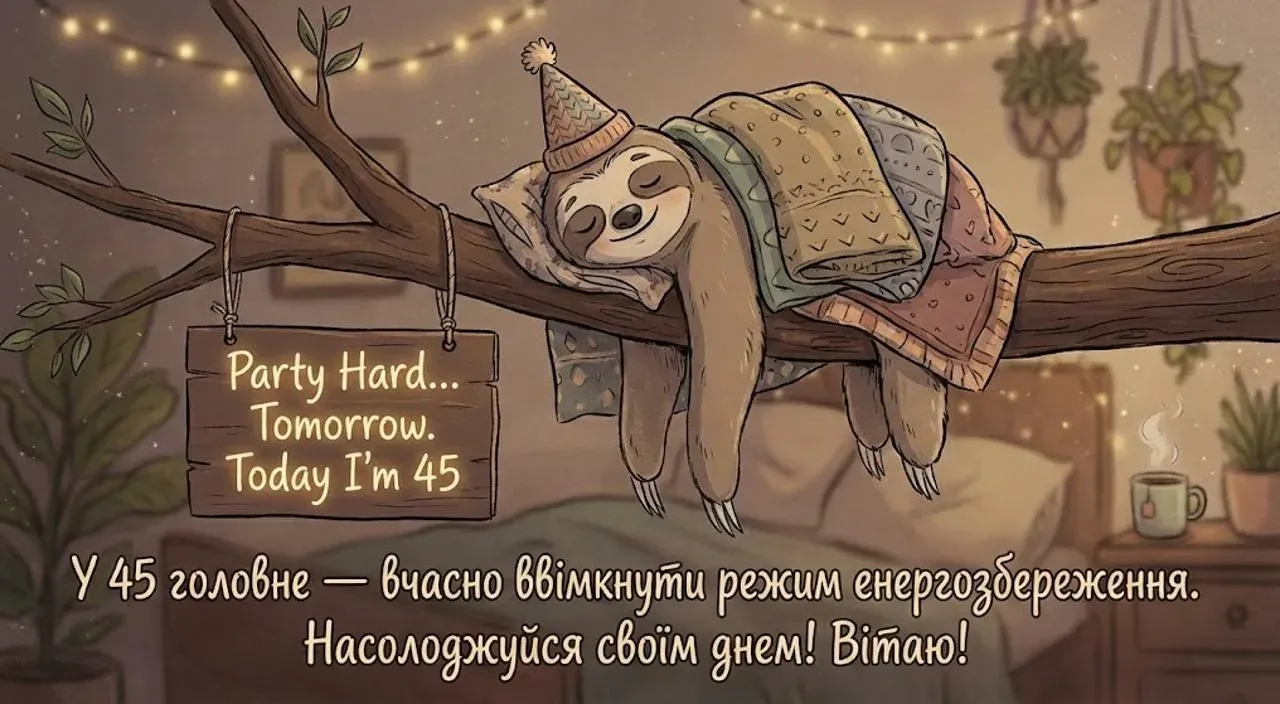 Привітання жінці з ювілеєм на 45 років
