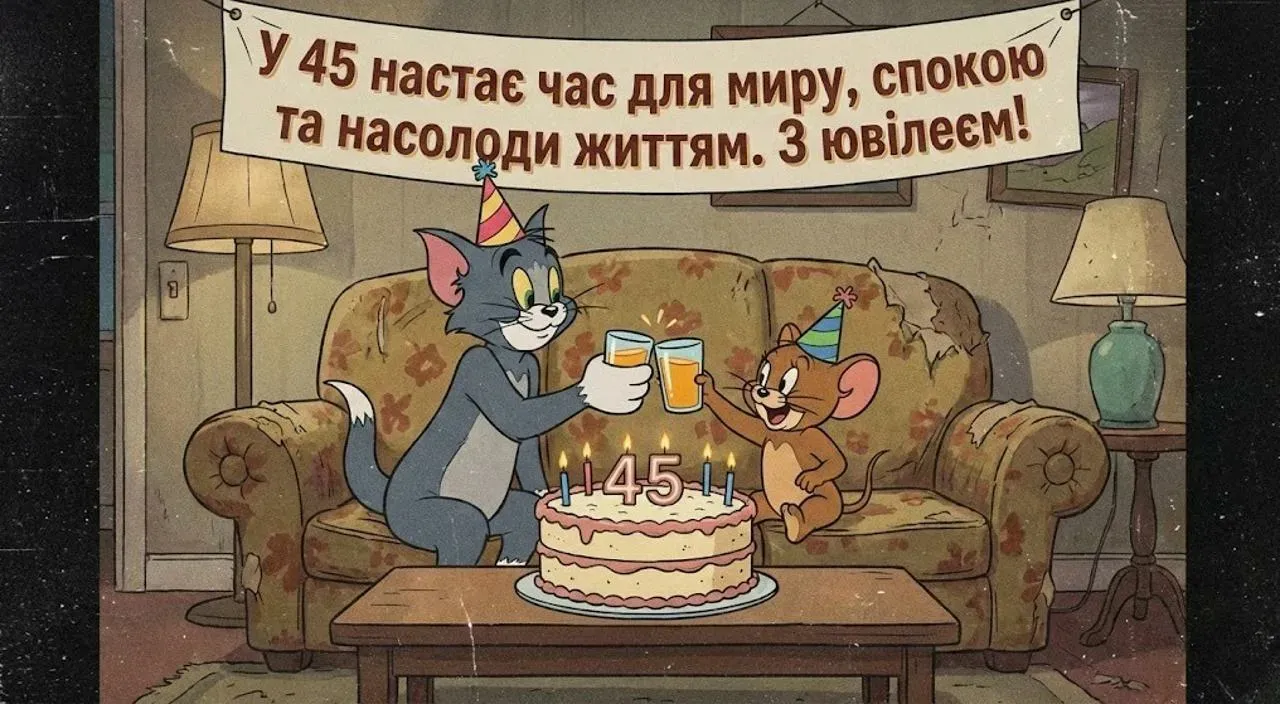 Привітання жінці з ювілеєм на 45 років