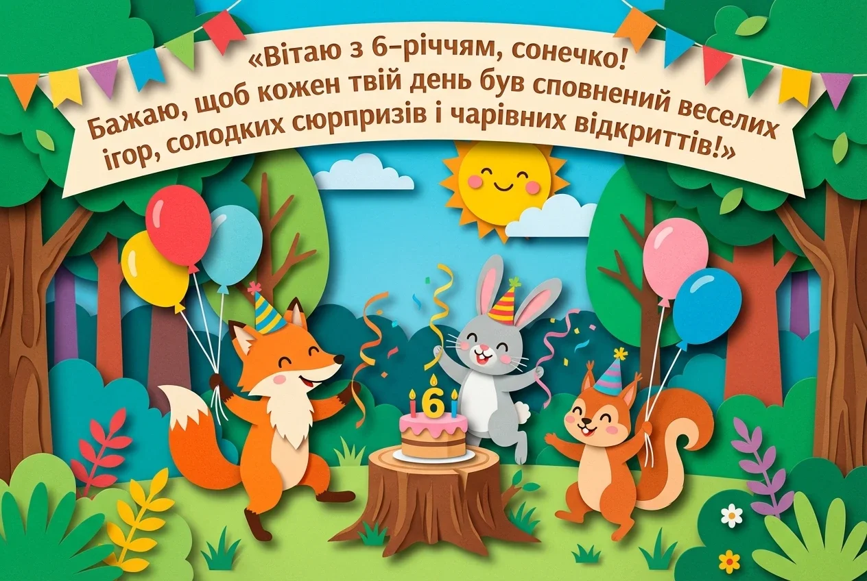 з днем народження 6 років дівчинці